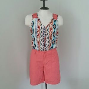 NWOT Coral Embroidery Bermuda Shorts